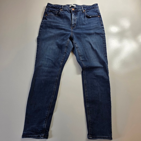 LOFT Denim - LOFT Curvy Skinny Jeans Dark Wash Denim Blue Size 14/32 Womens High Rise EUC